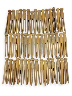 Wooden Clothespins Vintage Lot of 47 Perfect For Dolls Soldiers Crafts